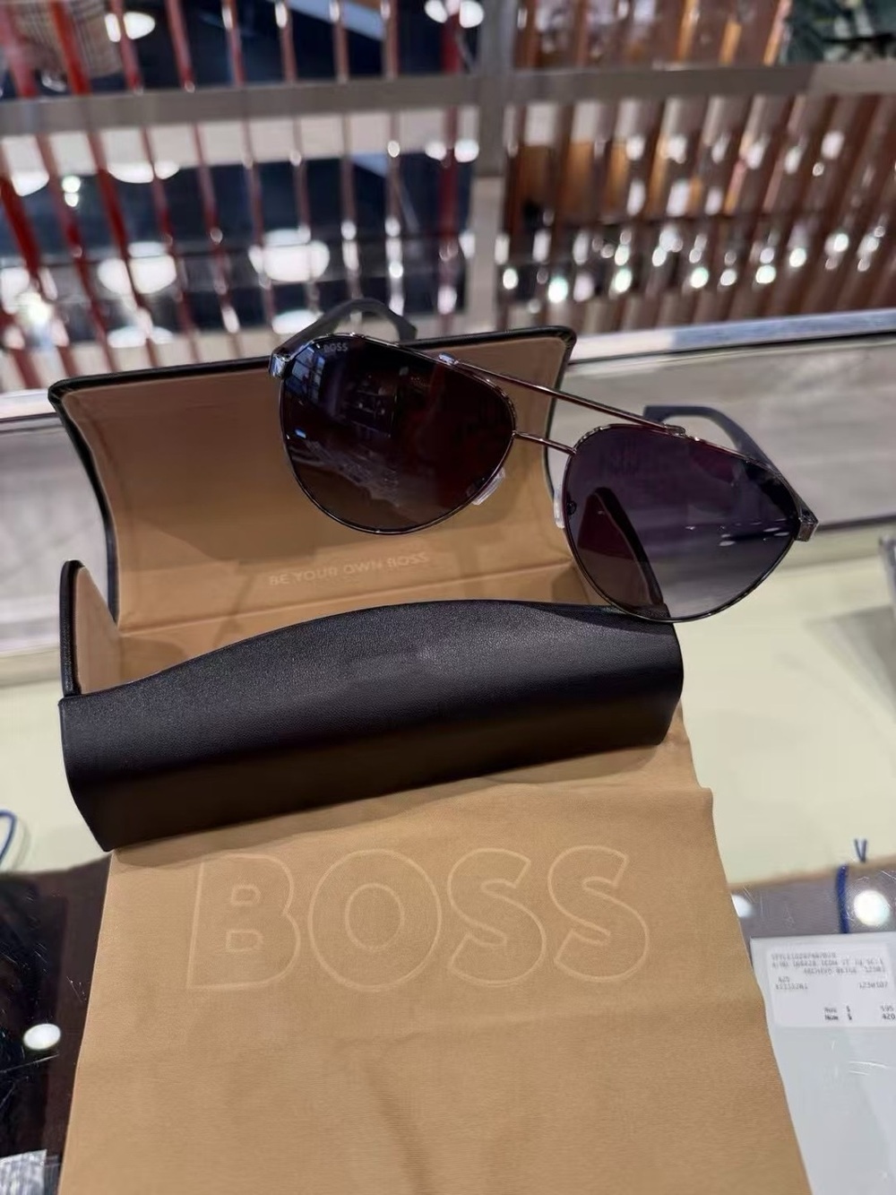 Boss Aviator Sunglasses in Silver Frame with Gray Lenses